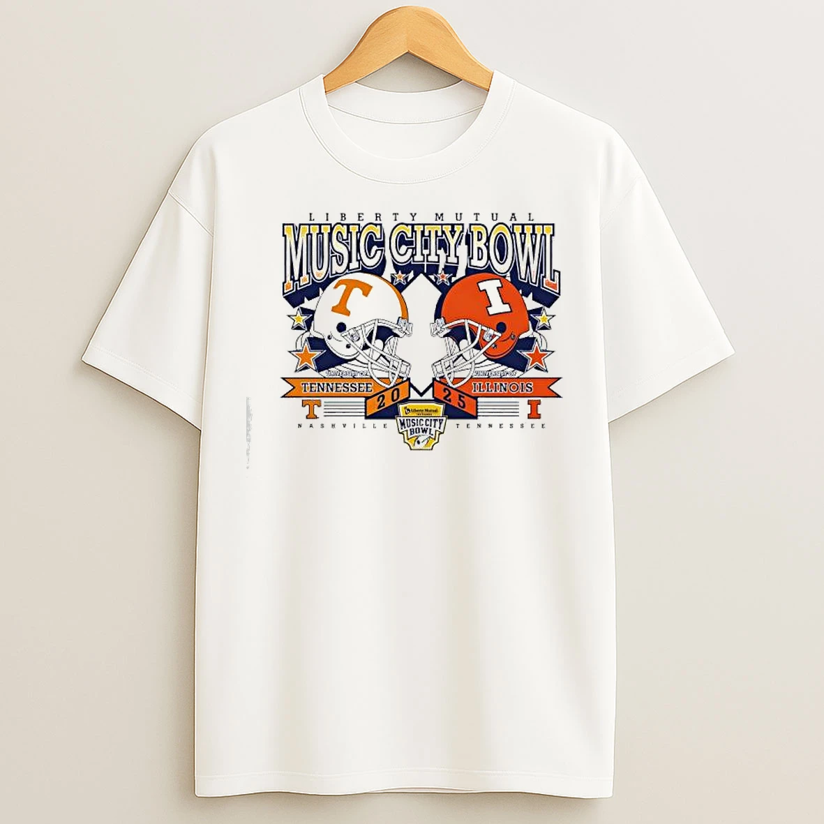 Classic Liberty Mutual Music City Bowl Tennessee Volunteers Vs Illinois Fighting Illini 2025 Helmets T Shirts