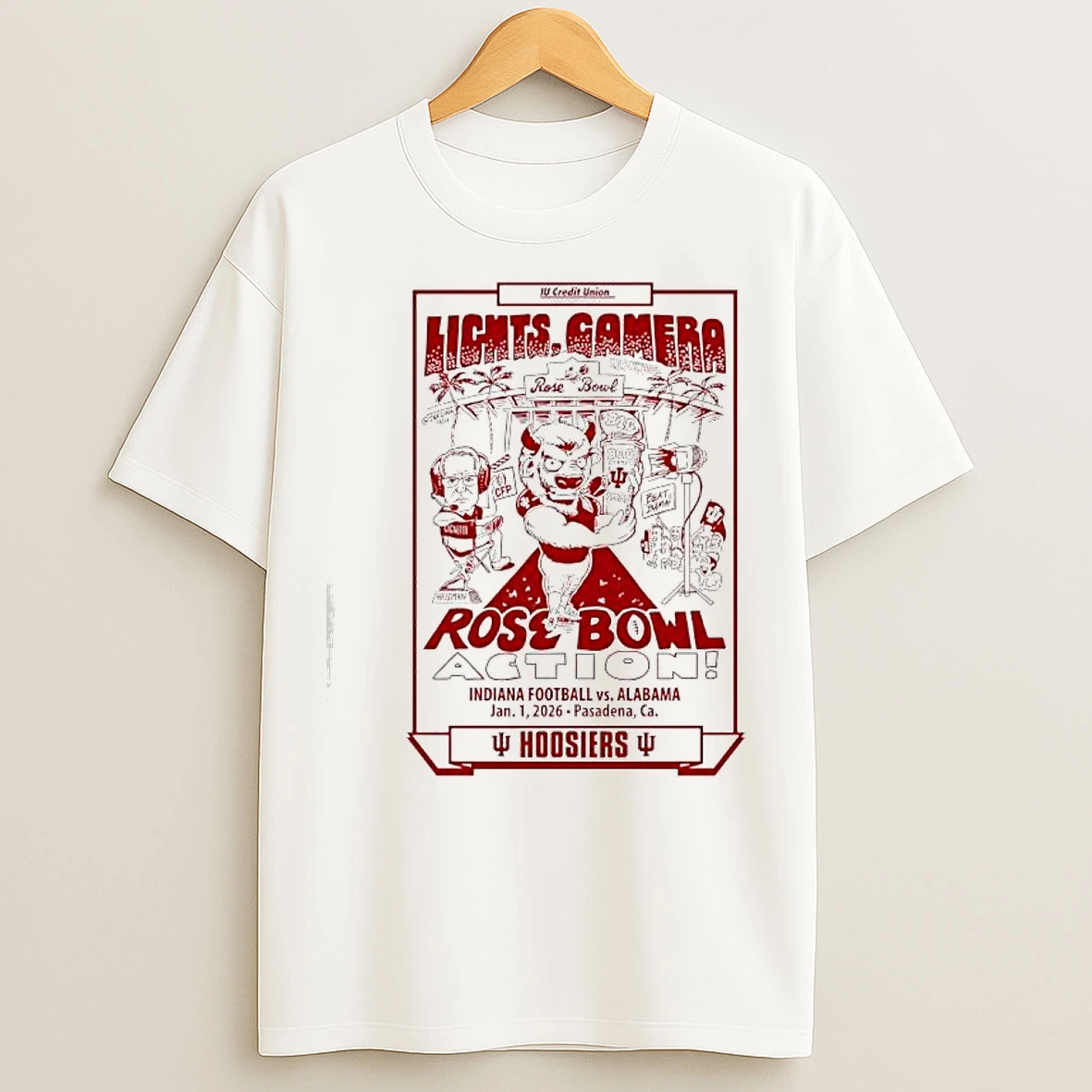Classic Lights Camera Rose Bowl Action Indiana Hoosiers Vs Alabama Jan 1st 2026 Pasadena Ca T Shirts