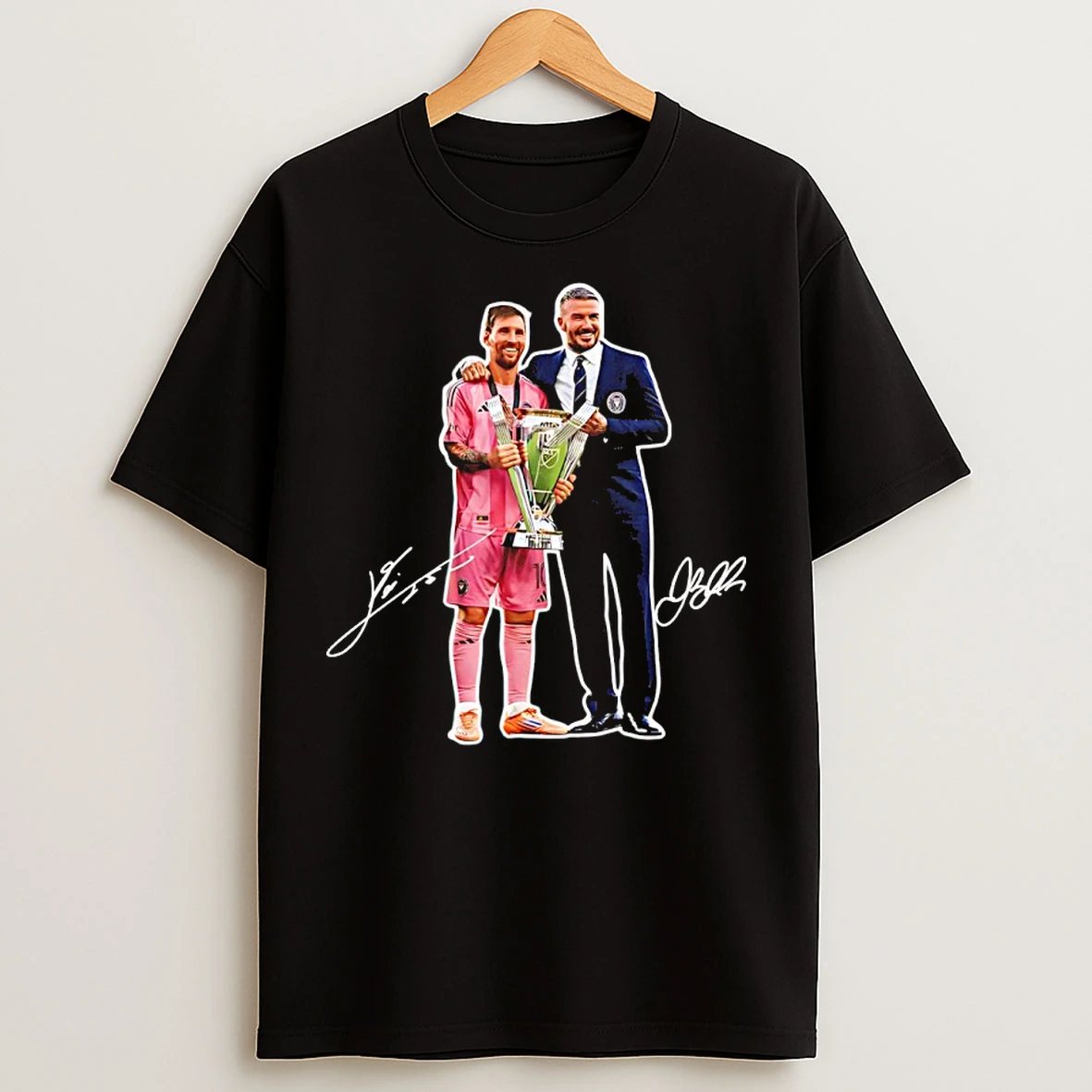 Classic Lionel Messi And David Beckham Miami Cf 2025 Mls Cup Champions Signature T Shirts
