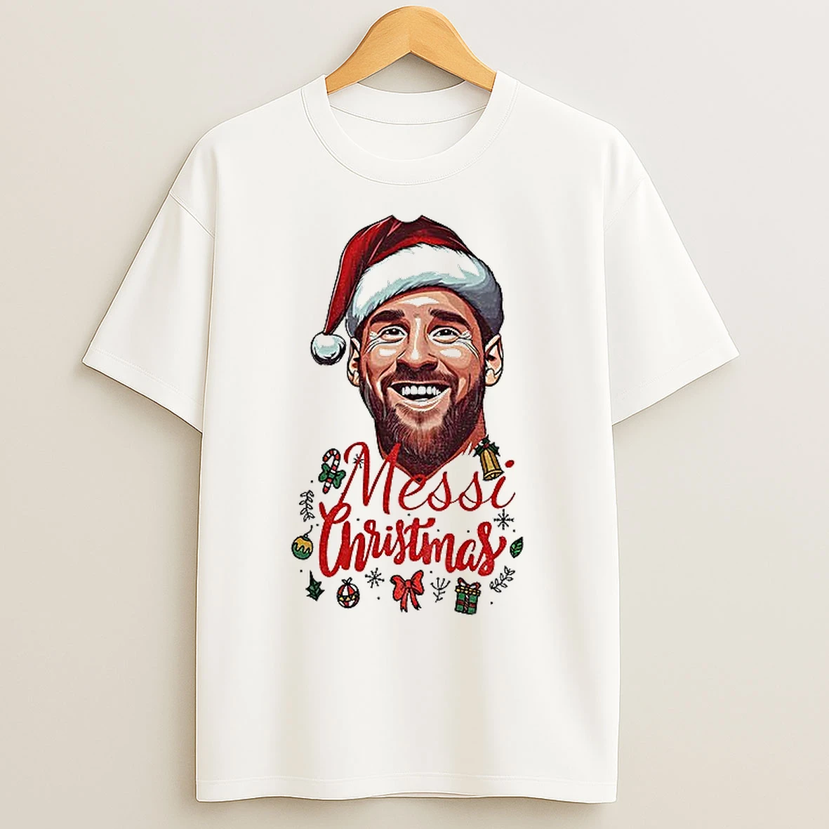 Classic Lionel Messi Big Face Santa Hat Messi Christmas Merry Xmas T Shirts