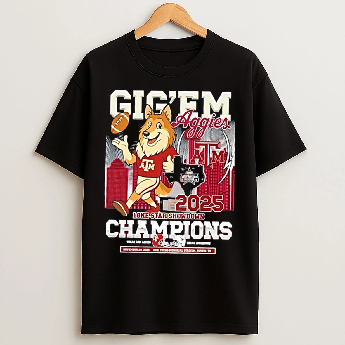 Classic Lone Star Showdown Champions Gig Em Texas Am Aggies Vs Texas Longhorns T Shirts
