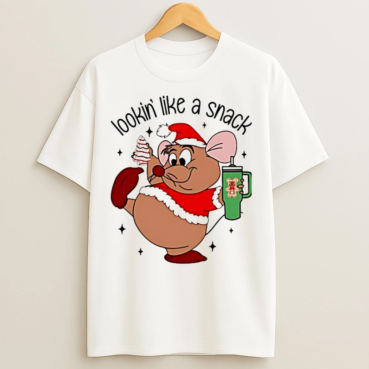 Classic Looking Like A Snack Christmas Cartoon Mouse T Shirts