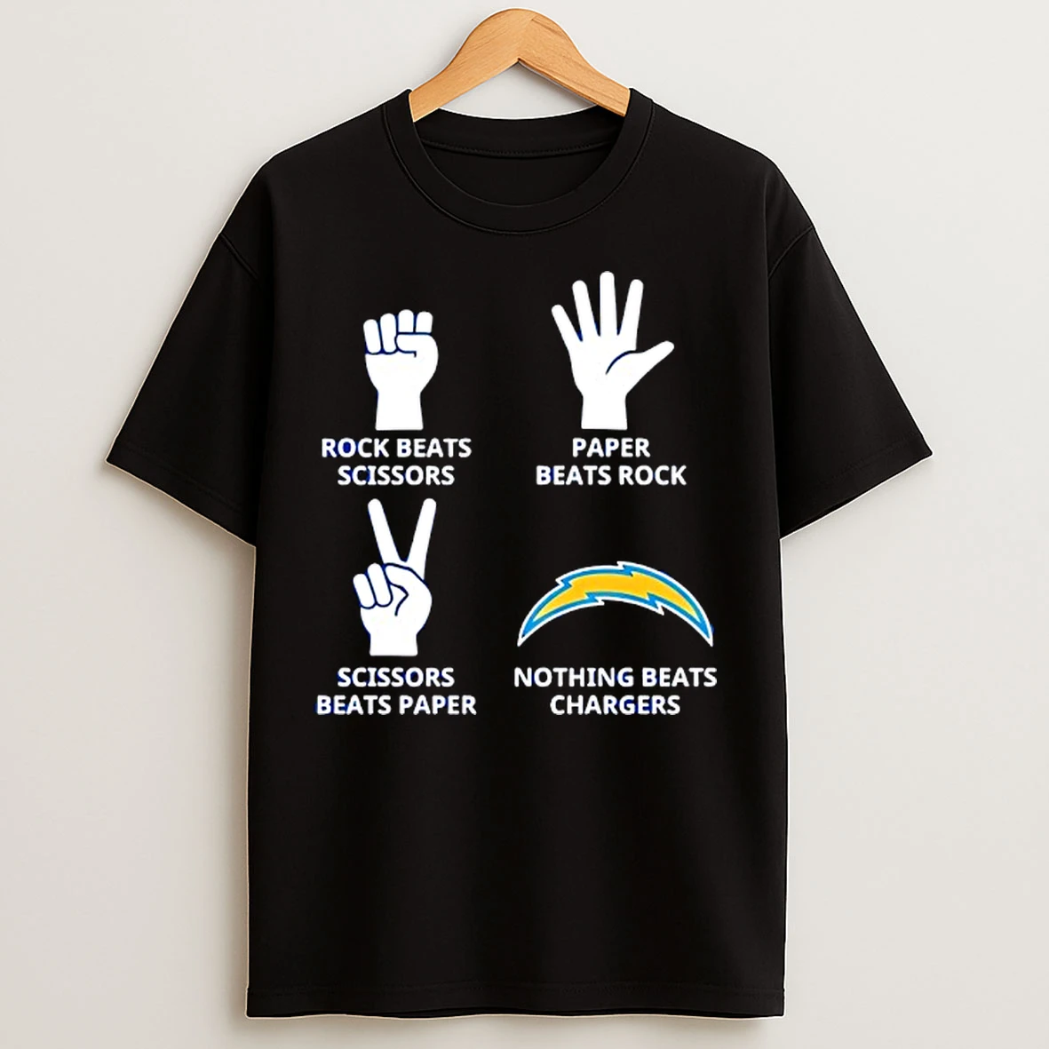 Classic Los Angeles Chargers Nothing Beats Rock Beats Scissors Paper Beats Rock Scissors Beats Paper T Shirts