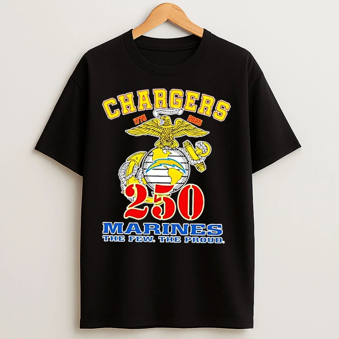 Classic Los Angeles Chargers X U S M C 250th Birthday Celebration T Shirts