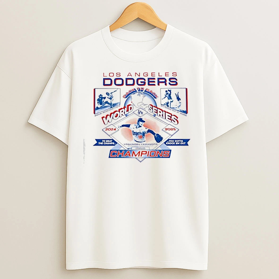 Classic Los Angeles Dodgers World Series Champions 2024 And 2025 Miguel Rojas And Yoshinobu Yamamoto T Shirts
