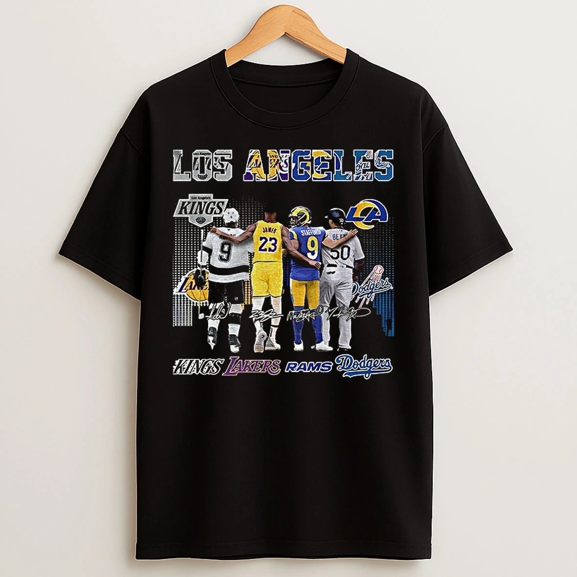 Classic Los Angeles Kings Dodgers Rams Lakers All Star Squad Dream Team Signature T Shirts