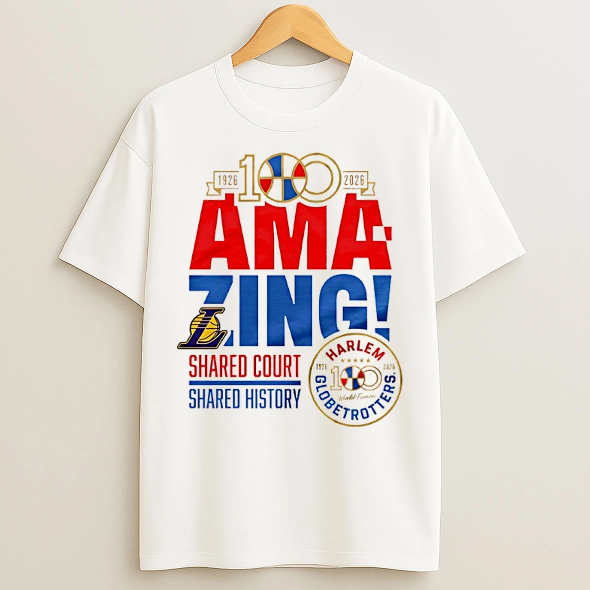 Classic Los Angeles Lakers X Harlem Globetrotters Amazing 100 Year 1926 2026 T Shirts