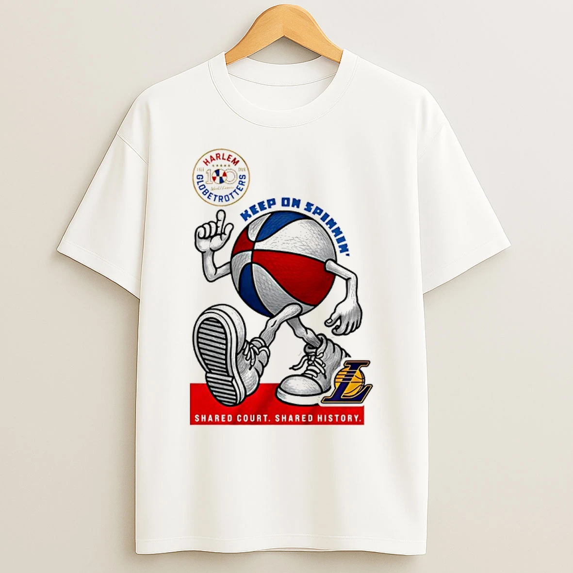 Classic Los Angeles Lakers X Harlem Globetrotters Keep On Spinning 2026 T Shirts