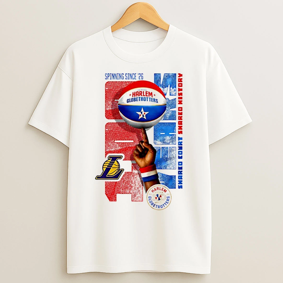 Classic Los Angeles Lakers X Harlem Globetrotters Spinning Since 26 T Shirts
