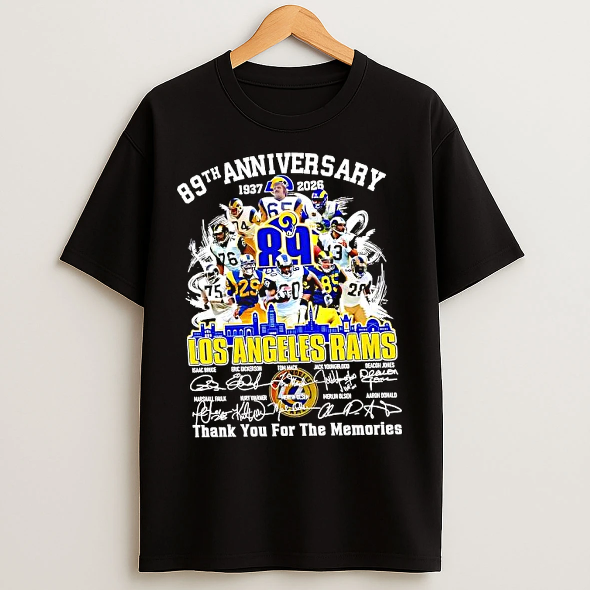 Classic Los Angeles Rams 89th Anniversary 1937 To 2026 Thank You For The Memories T Shirts
