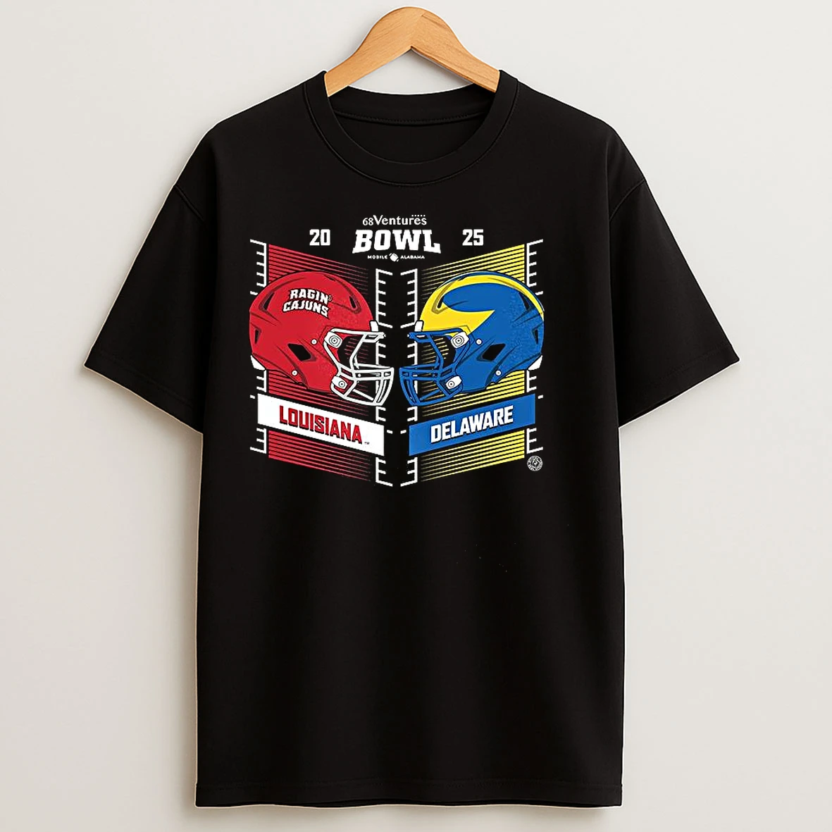 Classic Louisiana Ragin Cajuns Vs Delaware Fightin Blue Hens 68 Ventures Bowl 2025 T Shirts