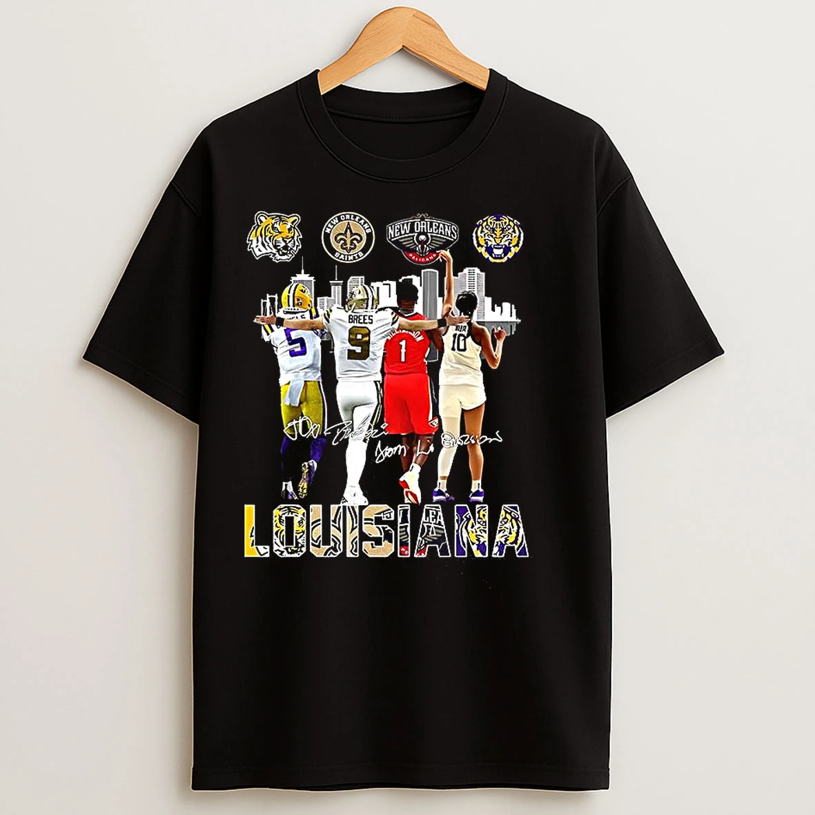 Classic Louisiana Sports Teams Logo City Champions Player Signature T Shirts