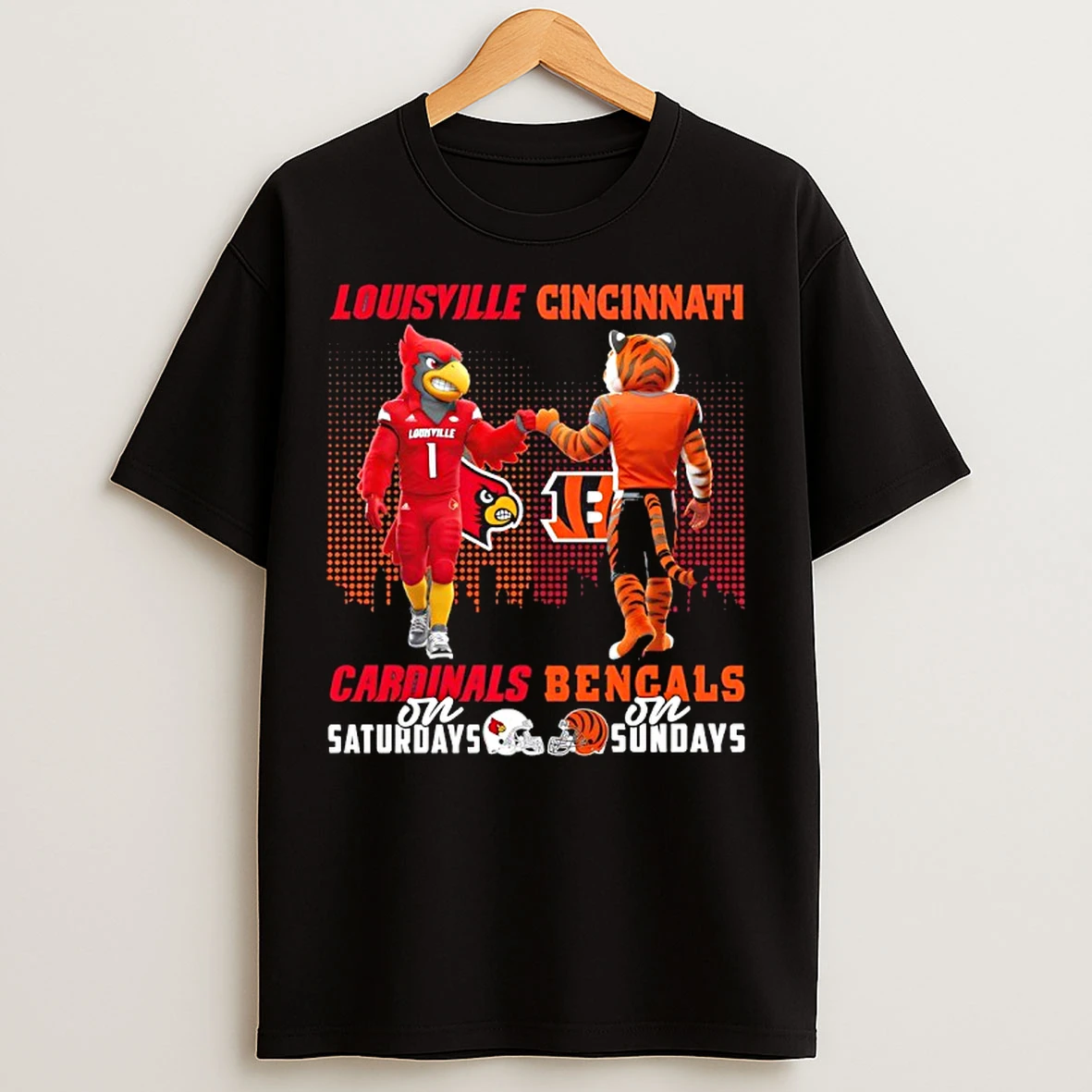 Classic Louisville Cardinals On Saturdays X Cincinnati Bengals On Sundays Mascot T Shirts