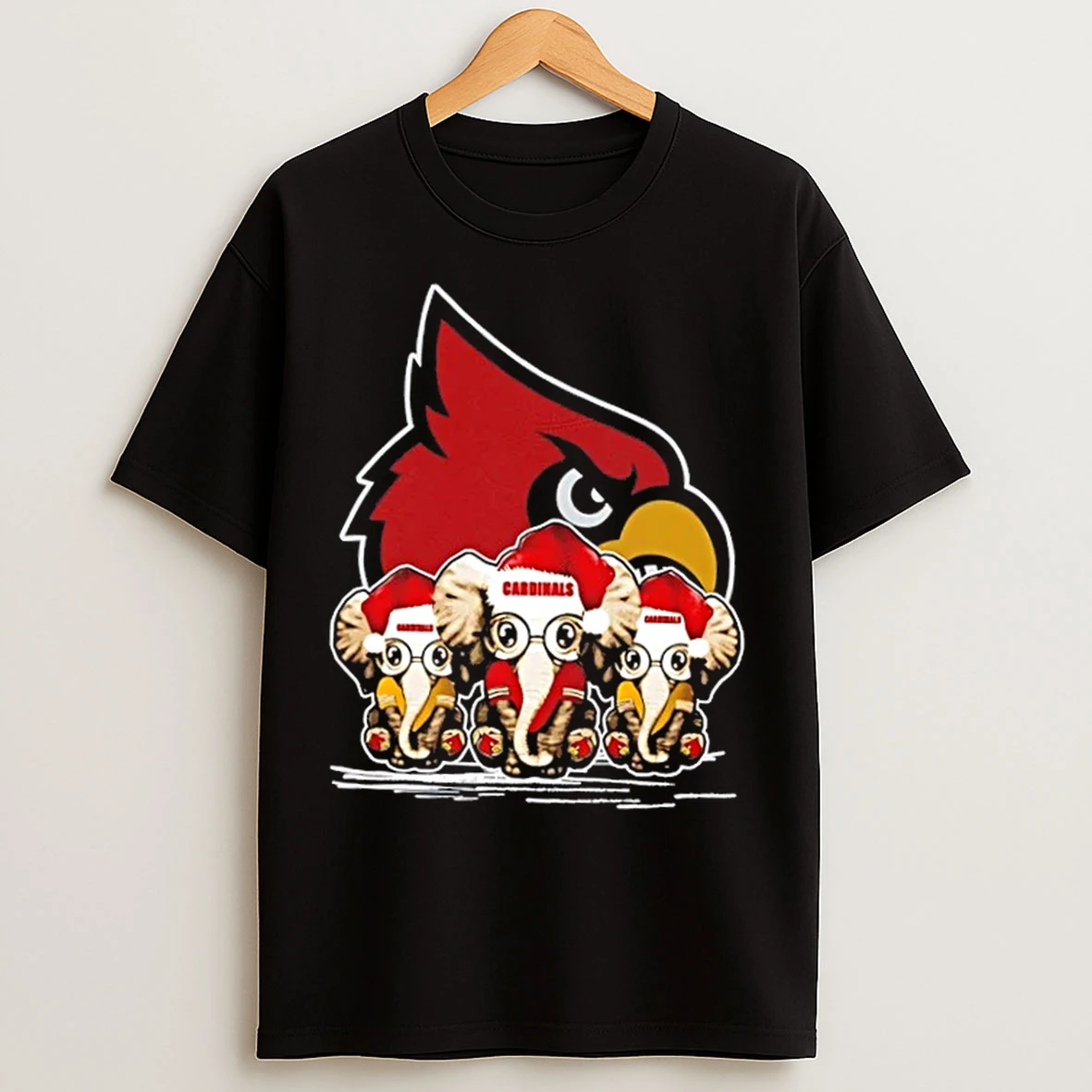 Classic Louisville Cardinals X Elephants Santa Hat Merry Christmas T Shirts