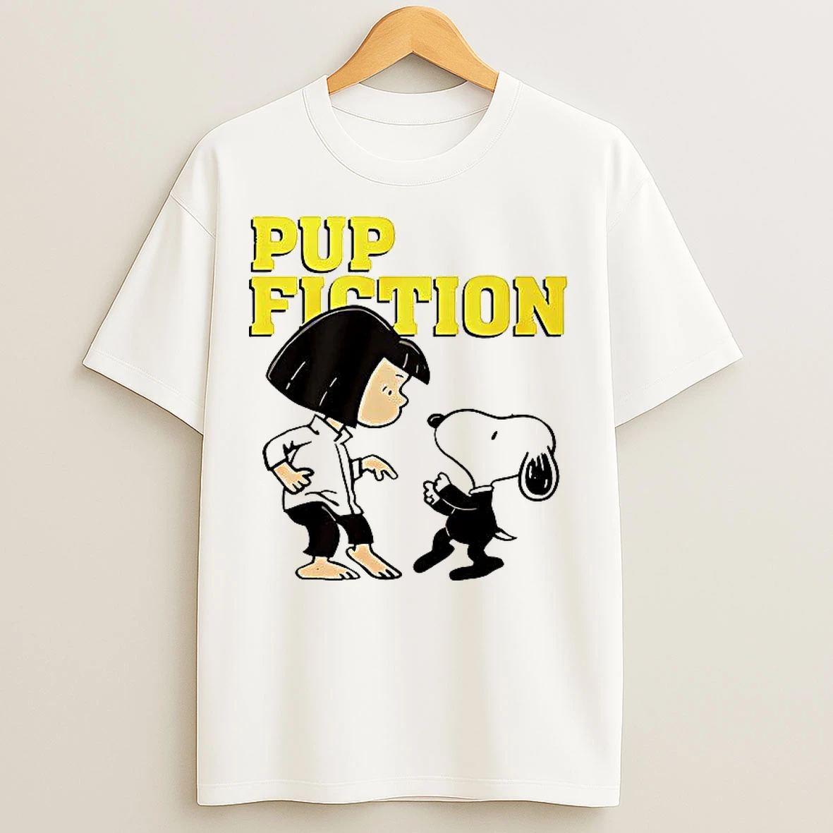 Classic Lucy And Snoopy Pulp Fiction T Shirts