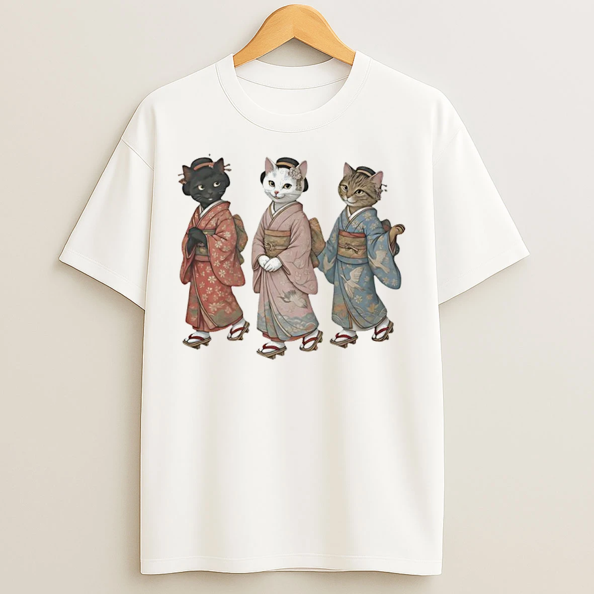 Classic Maiko Cats In Kimono Meme T Shirts