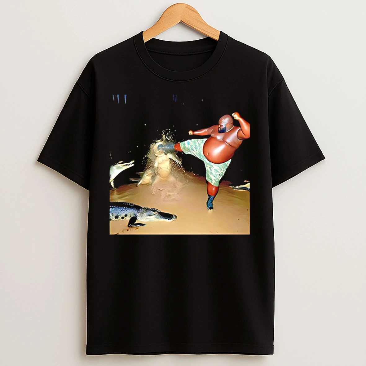 Classic Man Kick Alligator In Swamp Crocodile T Shirts