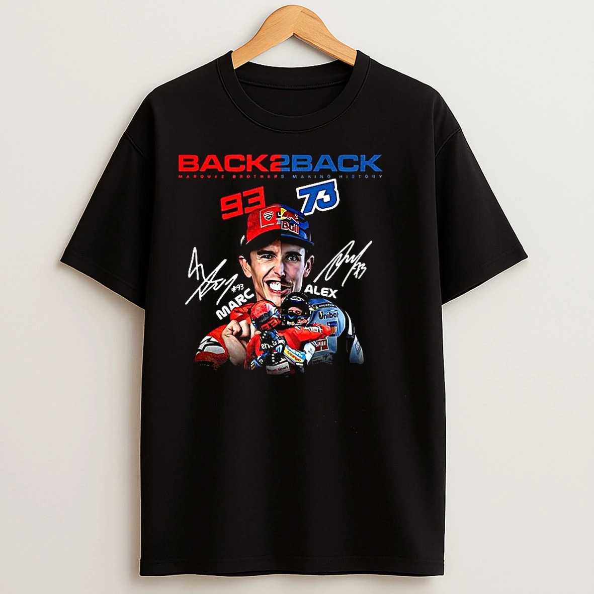 Classic Marc Marquez And Alex Marquez Motogp Brothers Making History Signature T Shirts