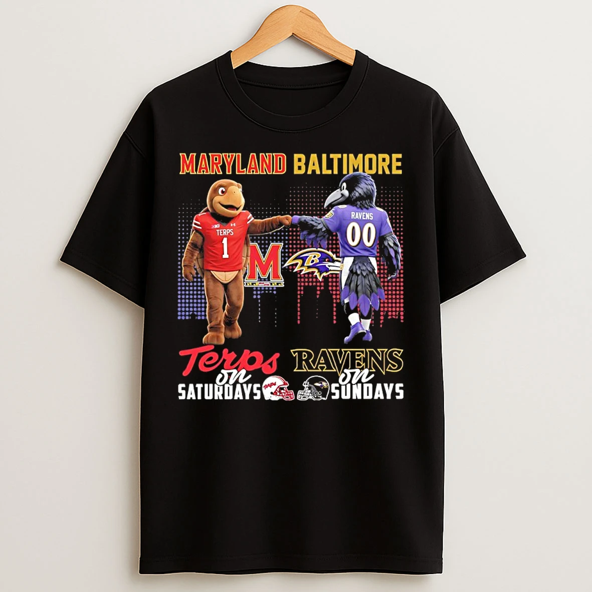 Classic Maryland Terrapins On Saturday And Baltimore Ravens On Sundays Mascot T Shirts