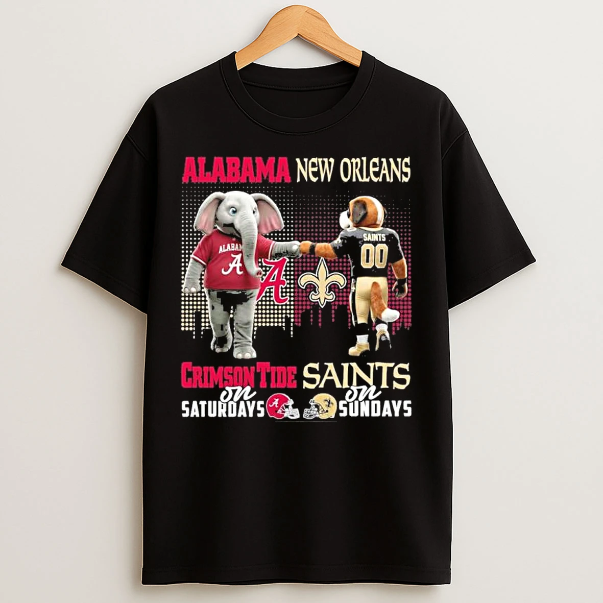 Classic Mascot Alabama Crimson Tide On Saturdays And New Orleans Saints On Sundays T Shirts