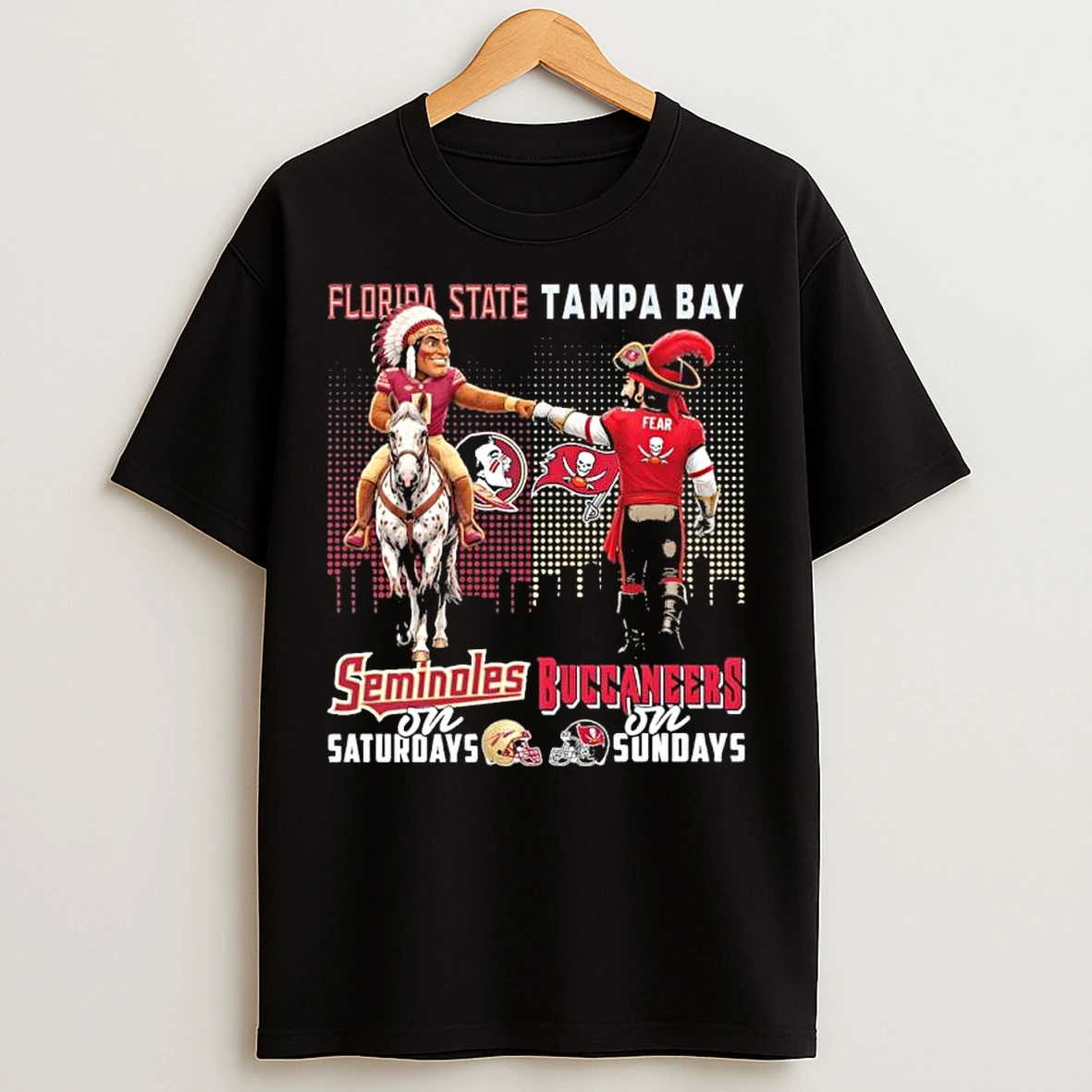 Classic Mascot Florida State Seminoles On Saturdays And Tampa Bay Buccaneers On Sundays T Shirts