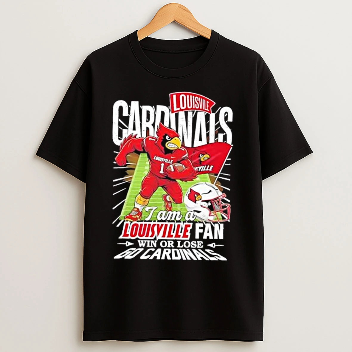 Classic Mascot I Am A Louisville Fan Win Or Lose Go Cardinals T Shirts
