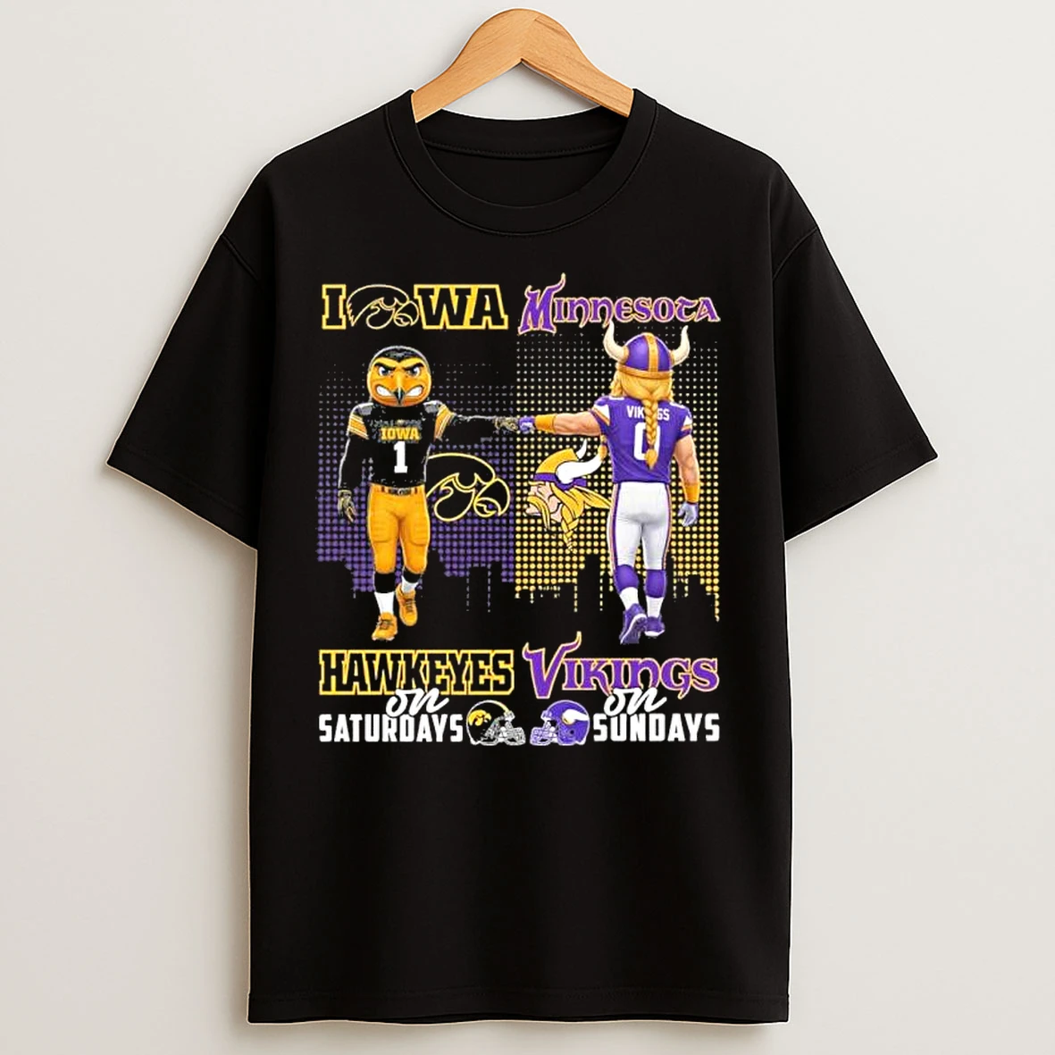 Classic Mascot Iowa Hawkeyes On Saturdays And Minnesota Vikings On Sundays T Shirts
