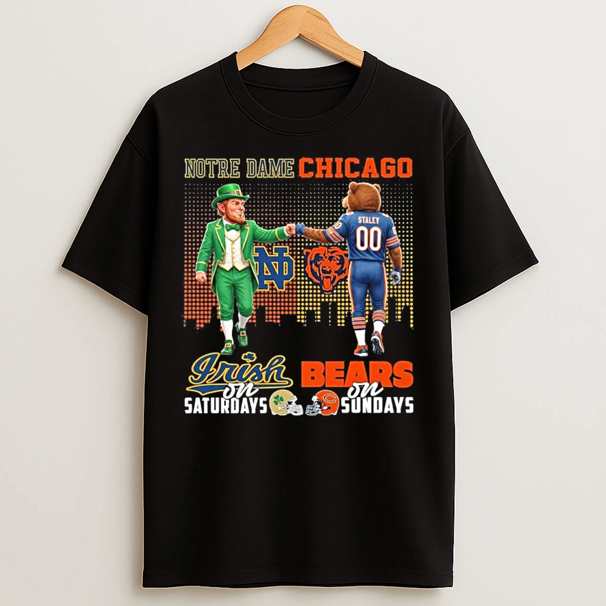 Classic Mascot Notre Dame On Saturdays And Chicago Bears On Sundays T Shirts