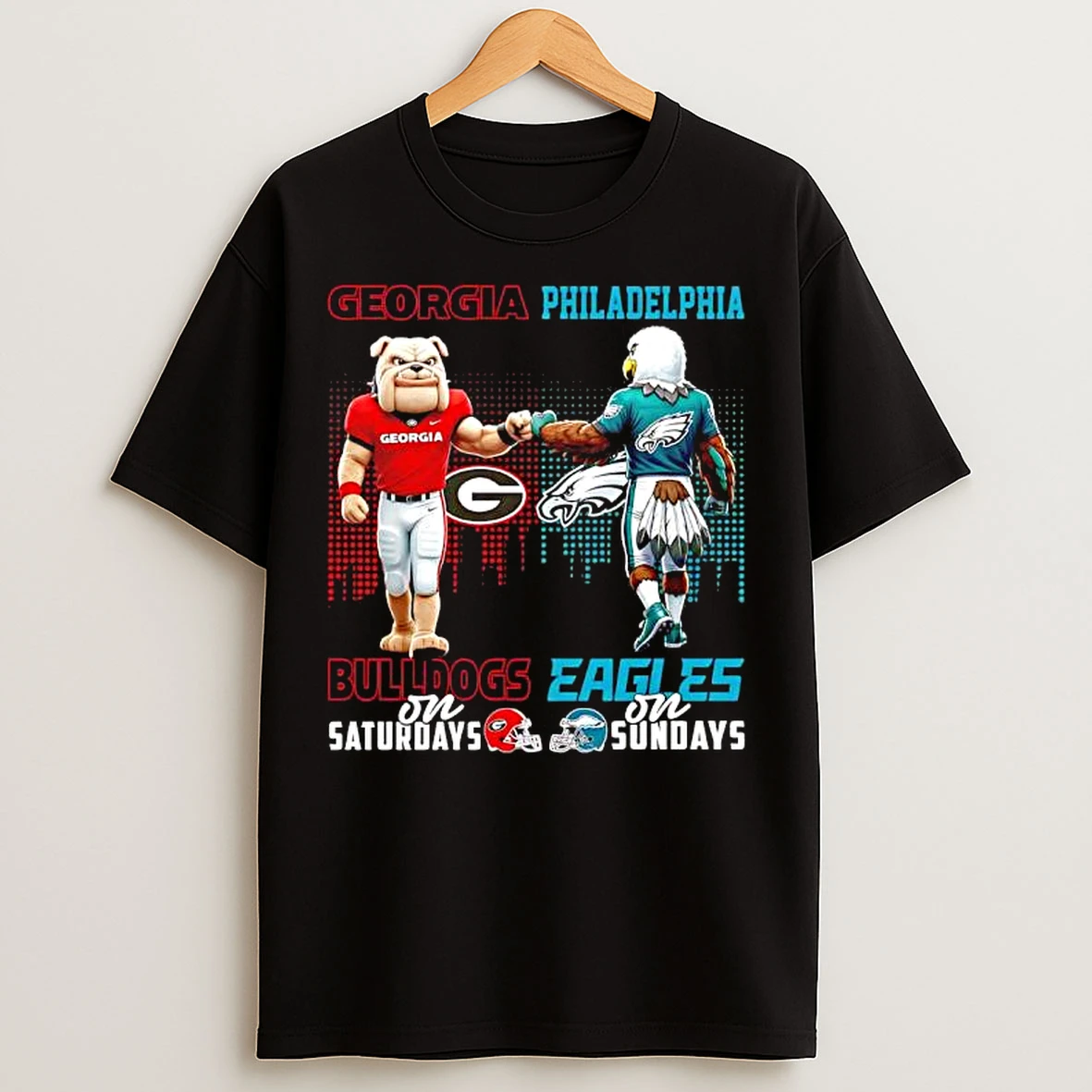 Classic Mascot Of Georgia Bulldog On Saturdays And Philadelphia Eagles On Sundays T Shirts