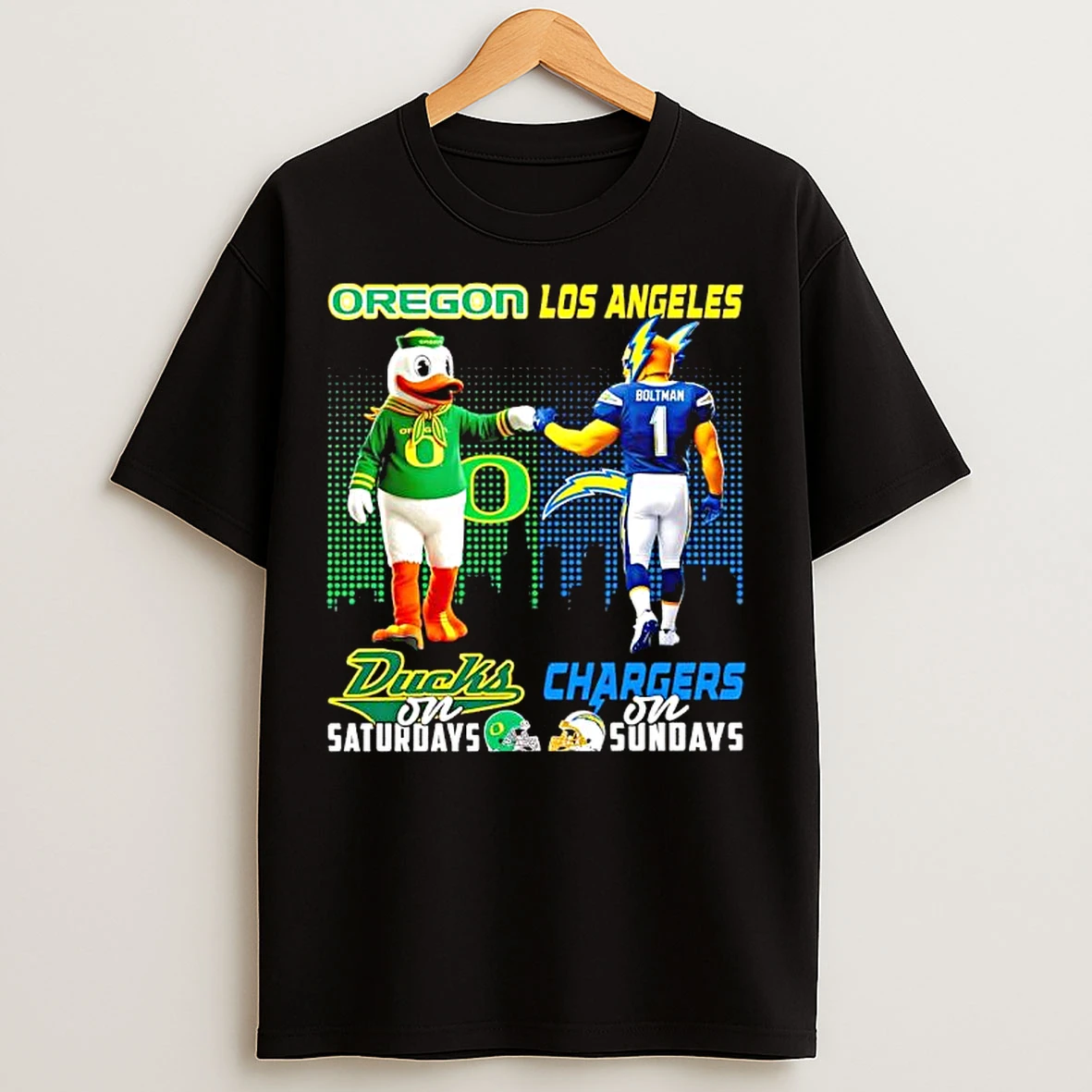 Classic Mascot Of Oregon Ducks On Saturdays And Los Angeles Chargers On Sundays T Shirts