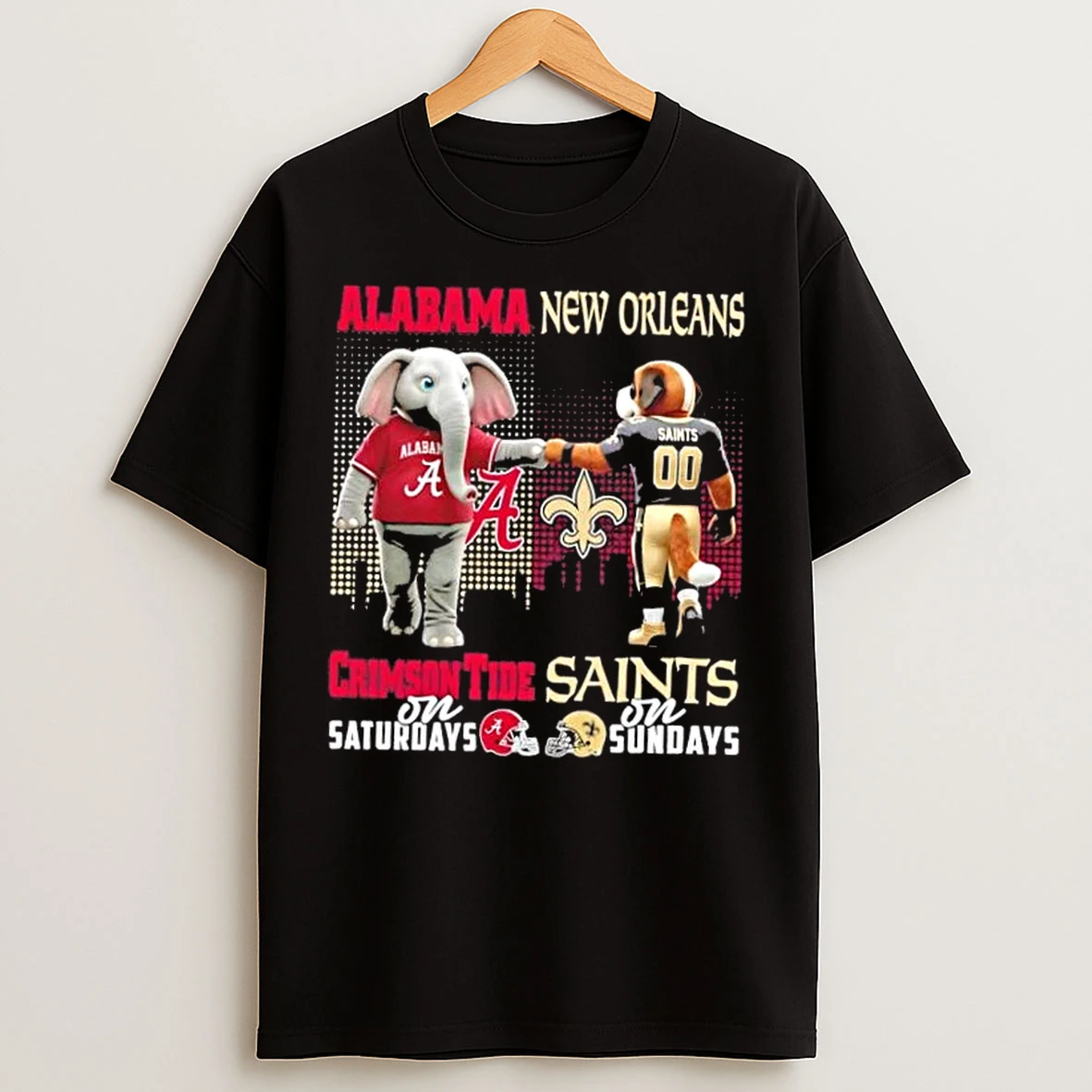Classic Mascots Alabama Crimson Tide On Saturdays Vs New Orleans Saints On Sundays Skyline T Shirts