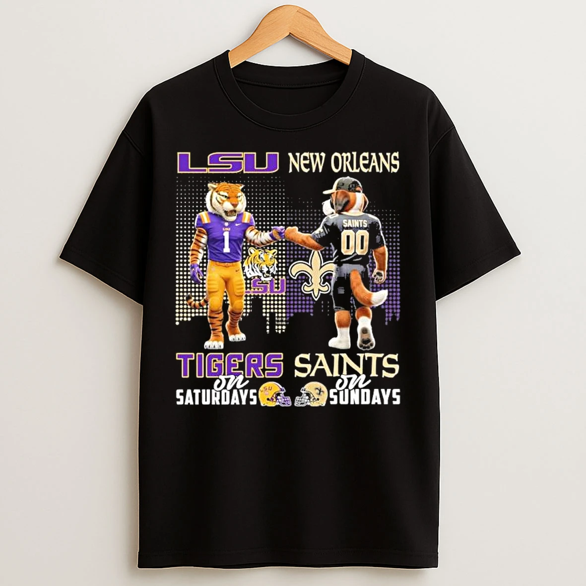 Classic Mascots Lsu Tigers On Saturday And Saints On Sundays T Shirts
