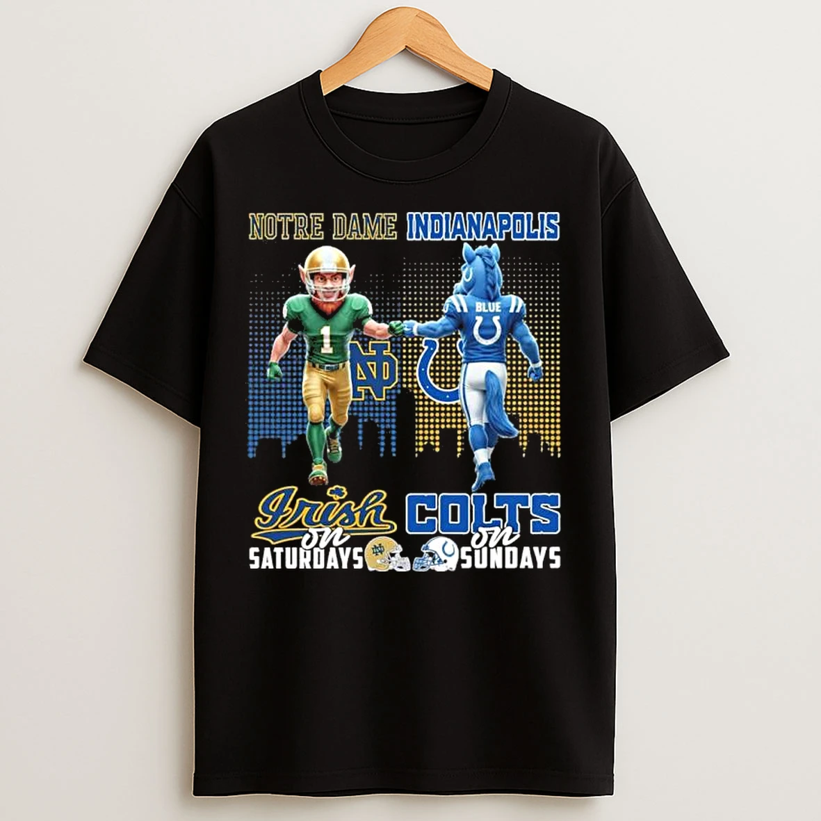 Classic Mascots Notre Dame On Saturday And Colts On Sundays T Shirts