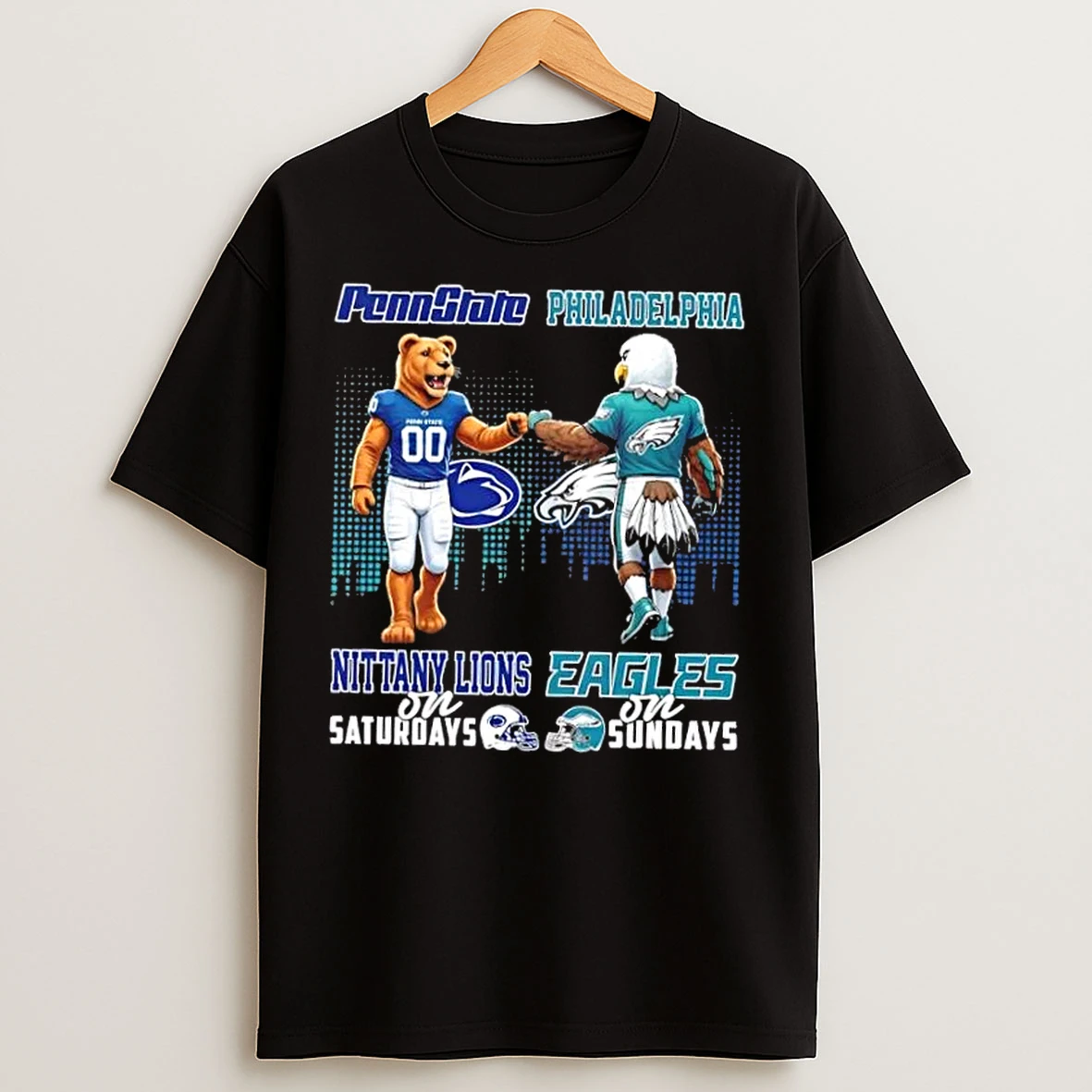 Classic Mascots Penn State Nittany Lions On Saturdays Vs Philadelphia Eagles On Sundays Skyline T Shirts