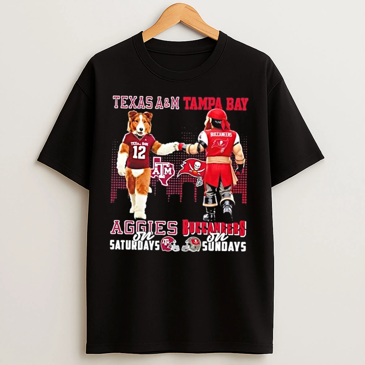 Classic Mascots Texas Am Aggies On Saturdays X Tampa Bay Buccaneers On Sundays Skyline T Shirts