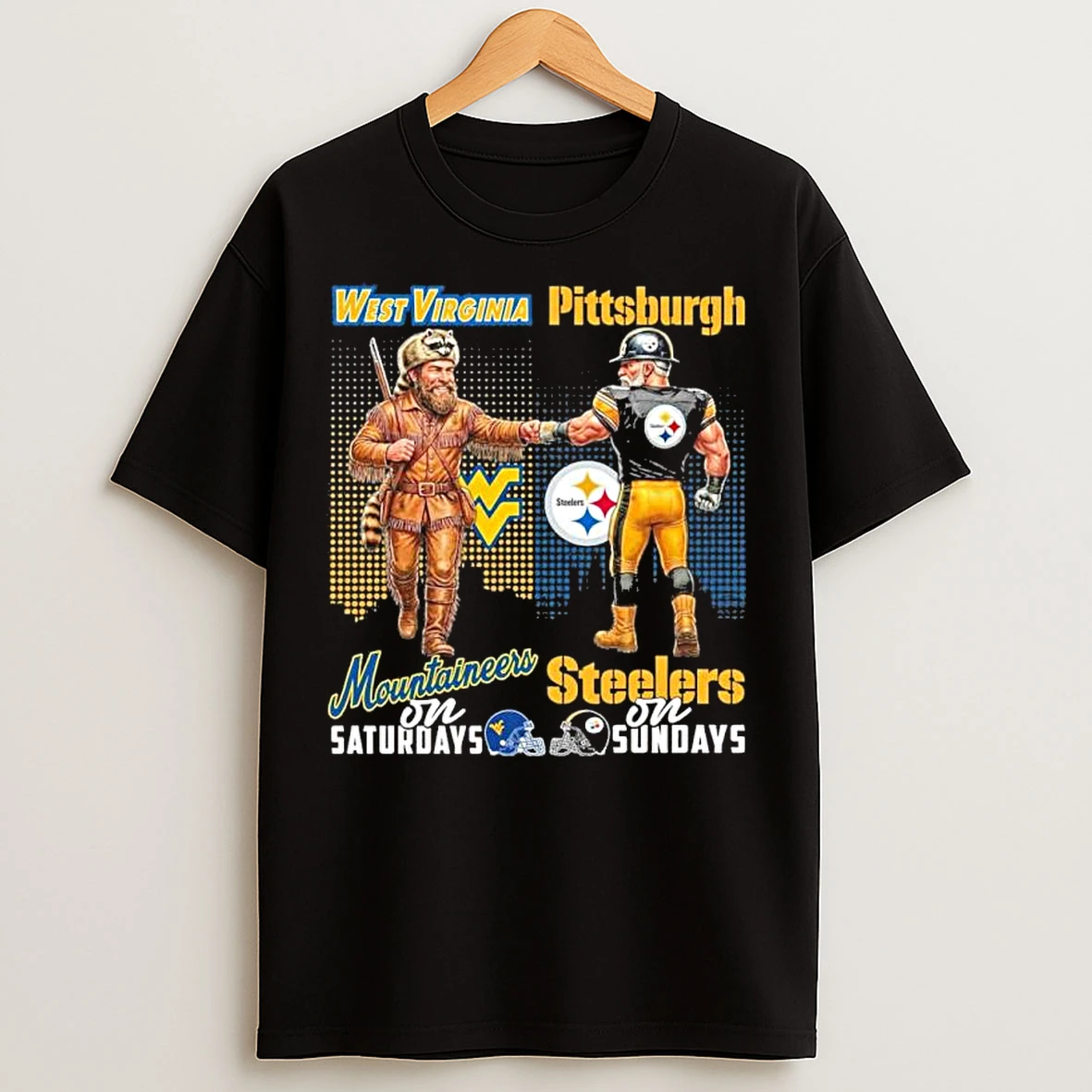 Classic Mascots West Virginia On Saturday And Pittsburgh Steelers On Sundays T Shirts