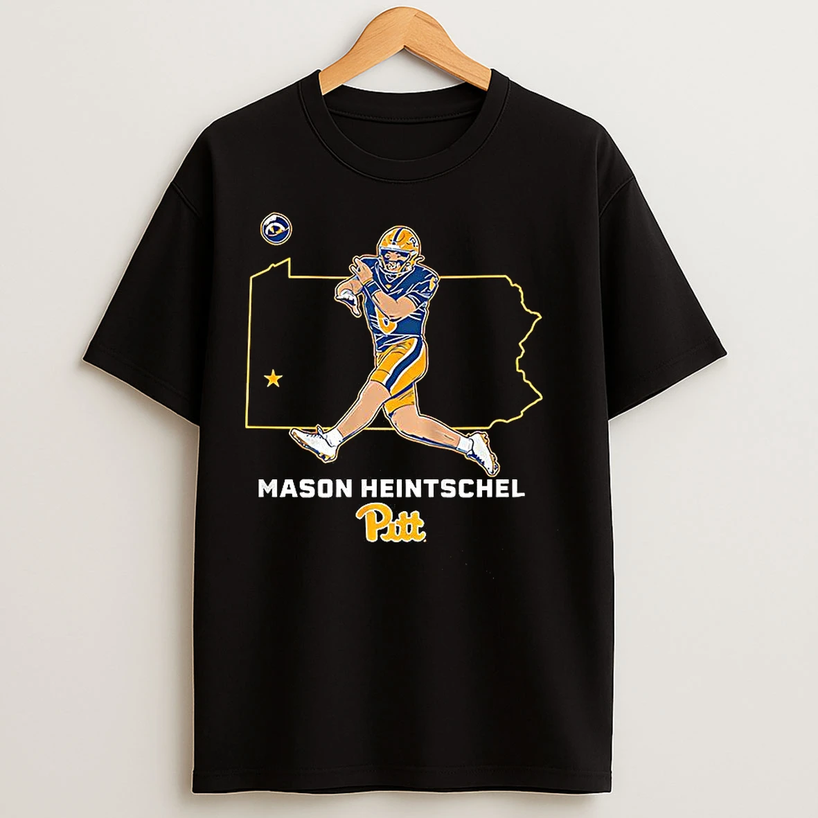 Classic Mason Heintschel Pittsburgh Panthers Football State Star Outline T Shirts