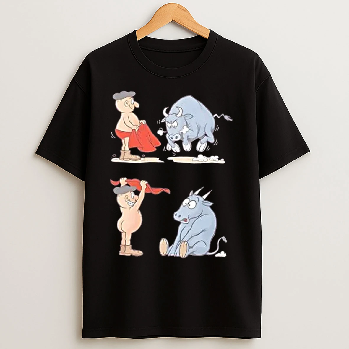 Classic Matador Bullfighter Naked Gag Cartoon T Shirts