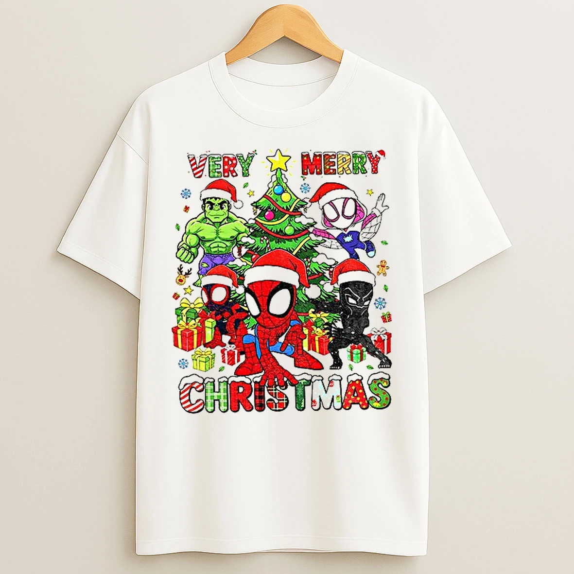 Classic Mavel Very Merry Christmas Spidey And His Amazing Friends The Avengers T Shirts