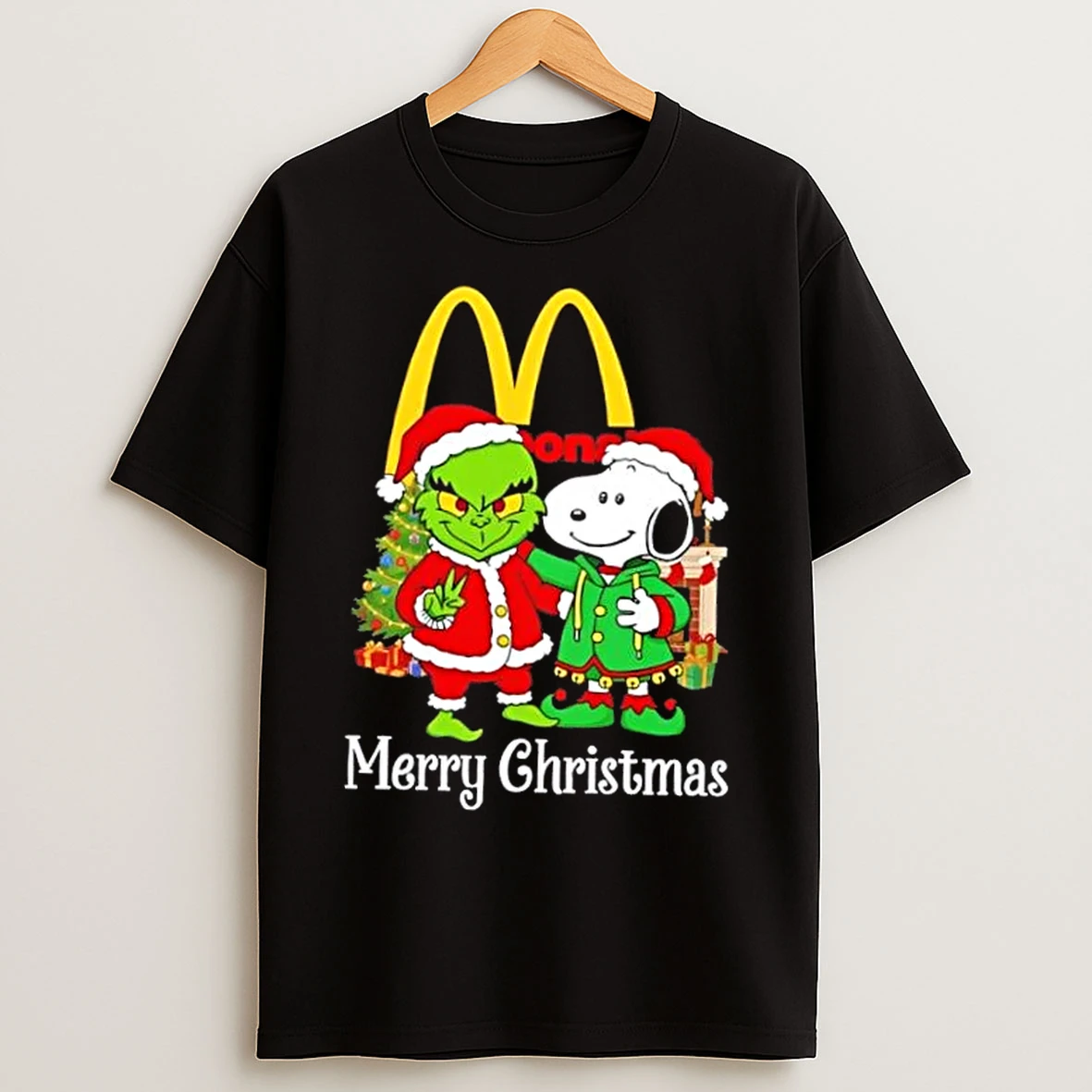 Classic Mcdonalds X Grinch And Snoopy Merry Christmas T Shirts
