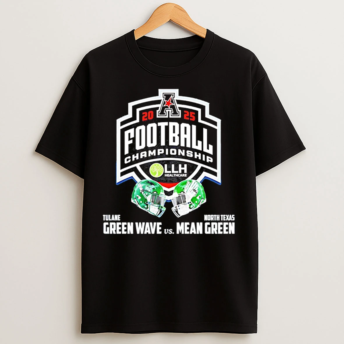 Classic Mean Green Vs Green Wave 2025 American Conference Champions Helmet T Shirts