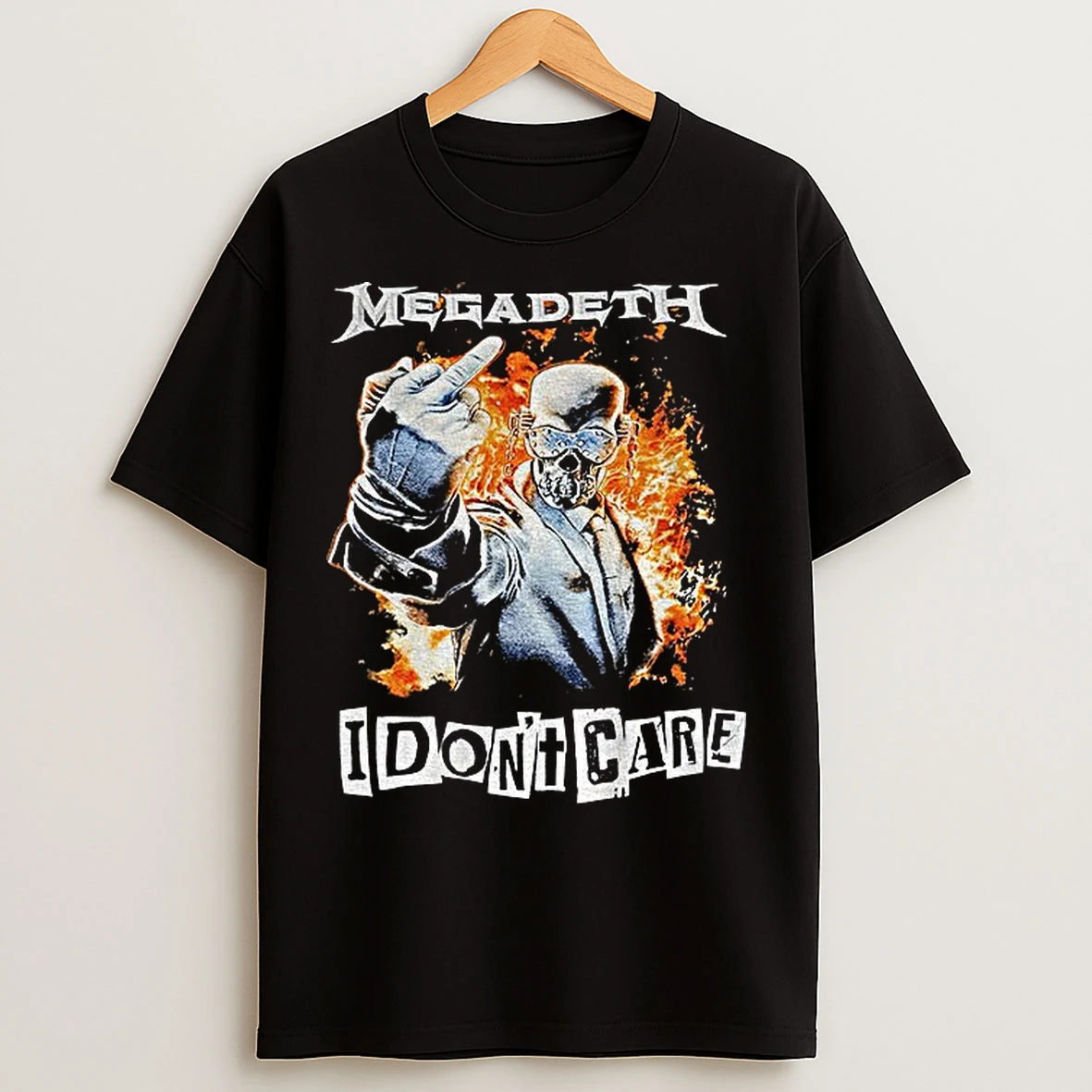 Classic Megadeth Middle Finger Vic Rattlehead I Dont Care T Shirts