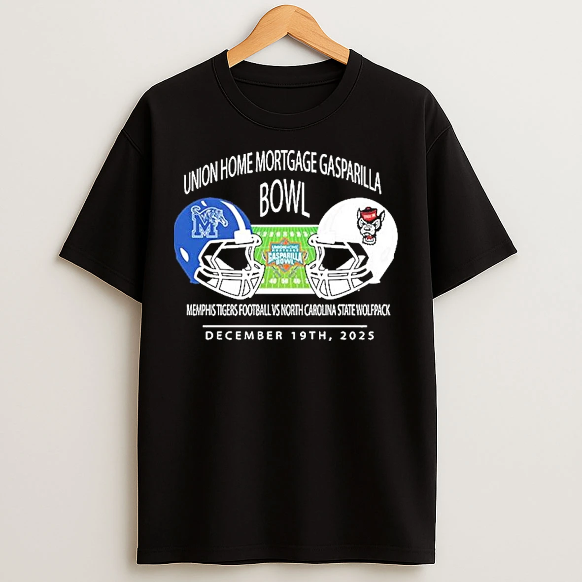 Classic Memphis Tigers Vs Nc State Wolfpack Union Home Mortgage Gasparilla Bowl December 19th 2025 T Shirts
