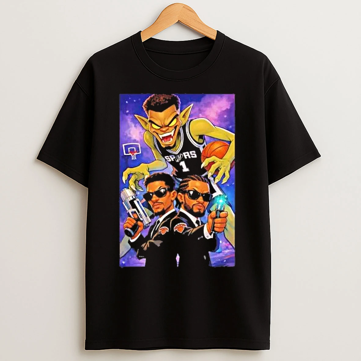 Classic Men In Black Sga Jalen Brunson Duo Vs Alien Wembanyama T Shirts