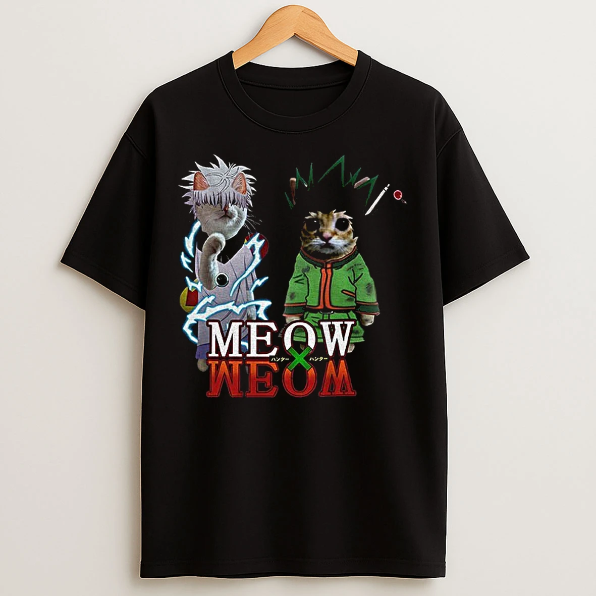 Classic Meowxmeow Hxh Gonxkillua Cat Anime T Shirts