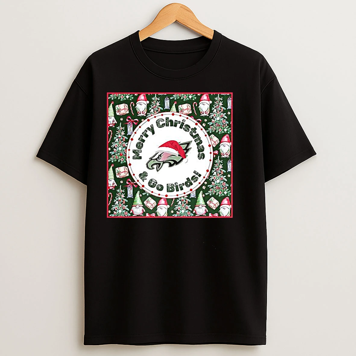 Classic Merry Christmas And Go Birds Logo T Shirts