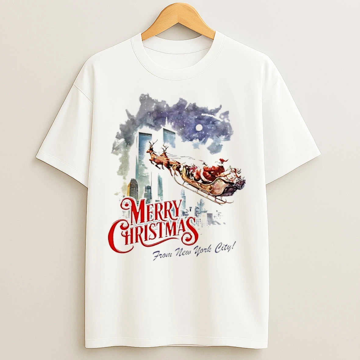 Classic Merry Christmas From New York City Santa Sleigh 11 9 Attacks T Shirts