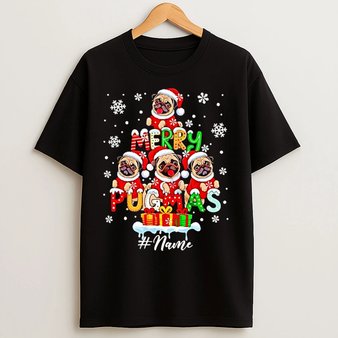 Classic Merry Pugmas Lovely Christmas Tree T Shirts