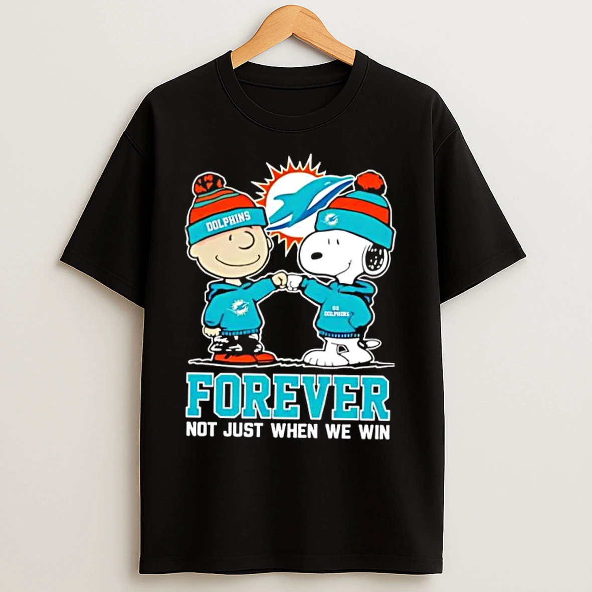 Classic Miami Dolphins Charlie Brown And Snoopy Forever Not Just When We Win T Shirts