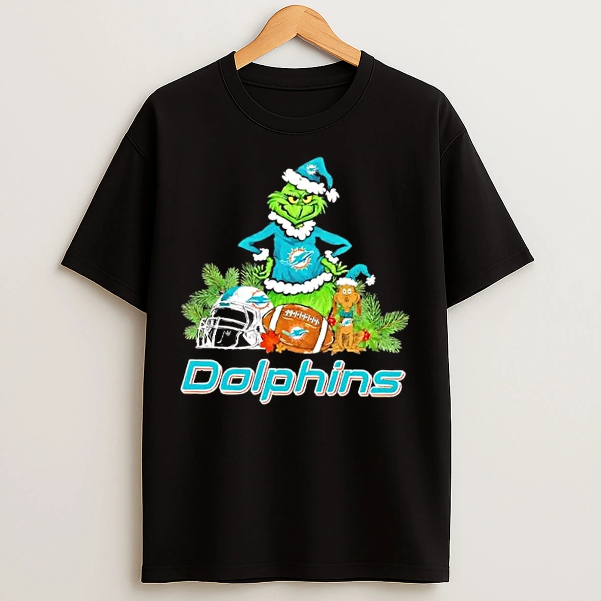 Classic Miami Dolphins Football X Grinch Merry Christmas Graphic T Shirts